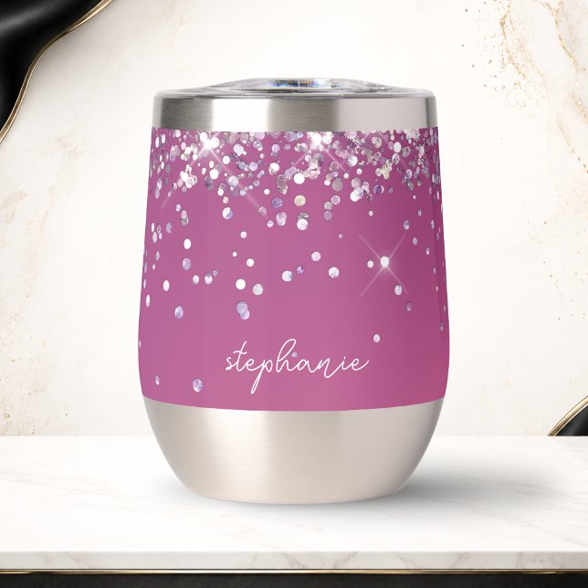 rosa Farbe (Pink Custom Thermal Wine Tumbler)