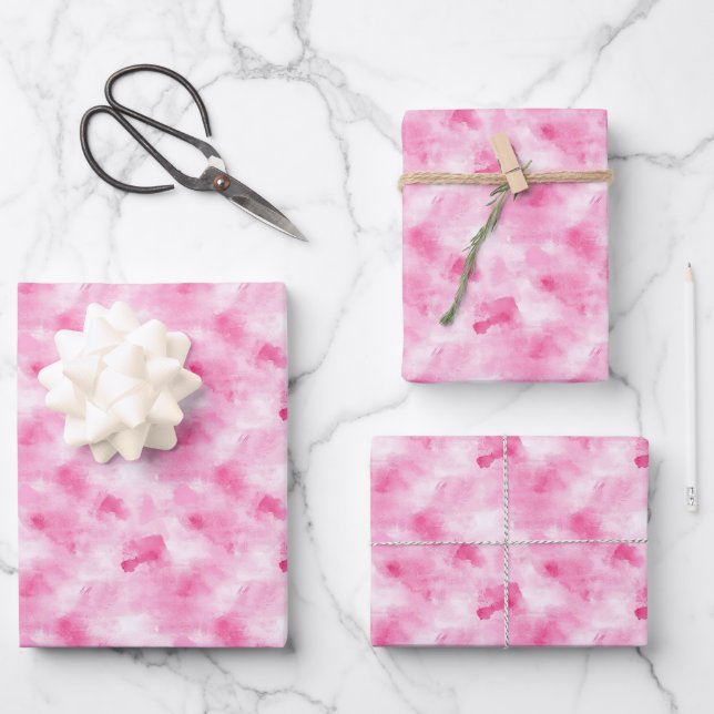 Rosa Farbe Abstrakt Geschenkpapier Set (Vorderseite)