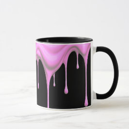 Rosa Farbe auf schwarzem Grund. Tasse