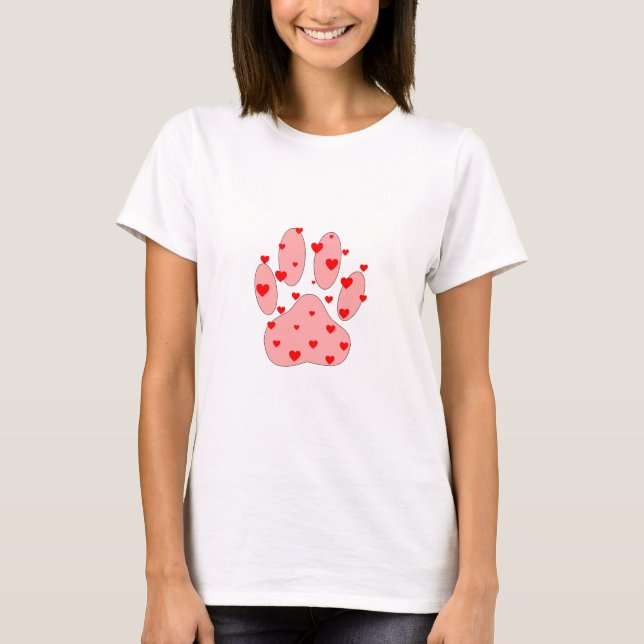 Rosa Farbe Druck mit Herz T-Shirt (Vorderseite)