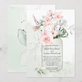 Rosa Farbe Grün Rose Hummer Mason Jar Einladung