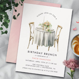 Rosa Farbe | Niedlich Girly Birthday Brunch Einladung