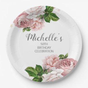 Rosa Farbe Vintag Blütenfarbe Geburtstag Pappteller