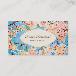 Rosa Farbe Vintage Blumenart Visitenkarte