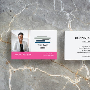 Rosa Farbe Weiß Ihr Foto und Logo Beruflich Visitenkarte