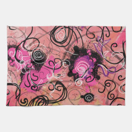 Rosa Farben-Spritzer-abstraktes modernes Blumen Geschirrtuch