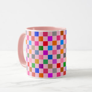 Rosa farbenes Karomuster Tasse