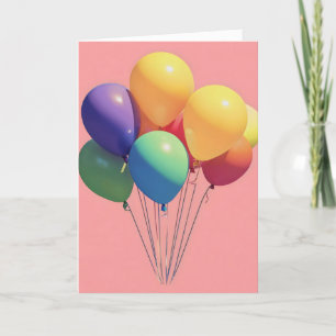 Rosa farbenfrohe Balloons Feiertagskarte