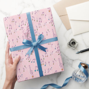 Rosa farbenfrohe Musiknote Muster Musiker Geschenkpapier