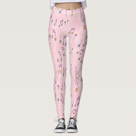 Rosa farbenfrohe Musiknote Muster Musiker Leggings