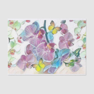 Rosa farbenfrohe Orchideen-Blumen-Schmetterlinge A Seidenpapier