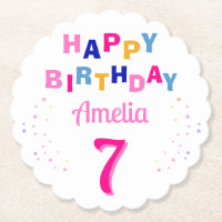 Rosa farbenfrohe Sterne Girl Happy Birthday Party