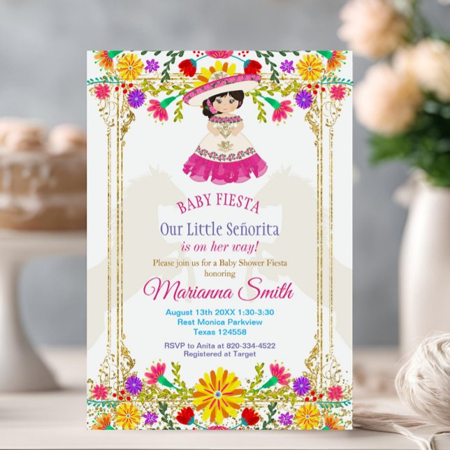 Rosa farbige mexikanische Fiesta Babydusche Einladung (Von Creator hochgeladen)