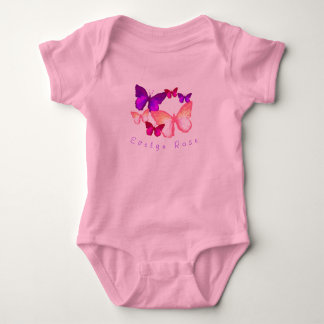 Rosa farbige Schmetterlinge Baby Bodysuit Strampler