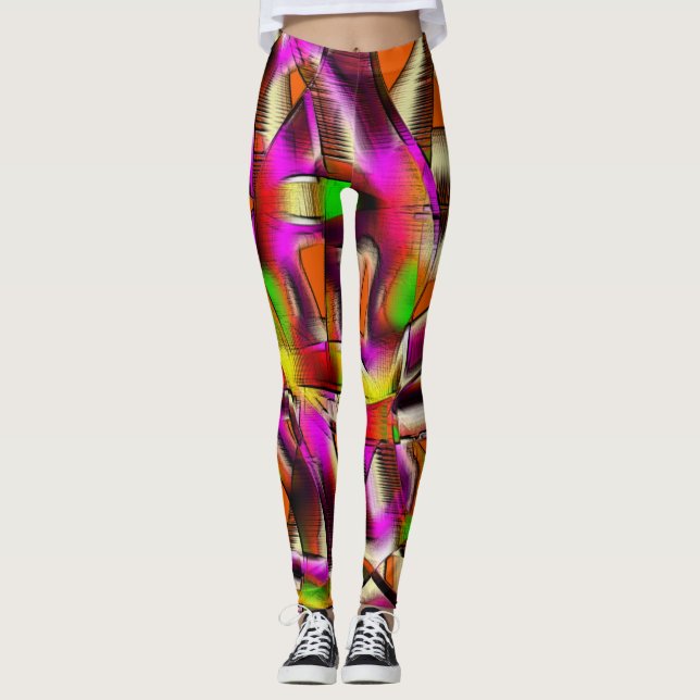Rosa farbige, verdrehte Ausschnitte und eingekerbt Leggings (Vorderseite)