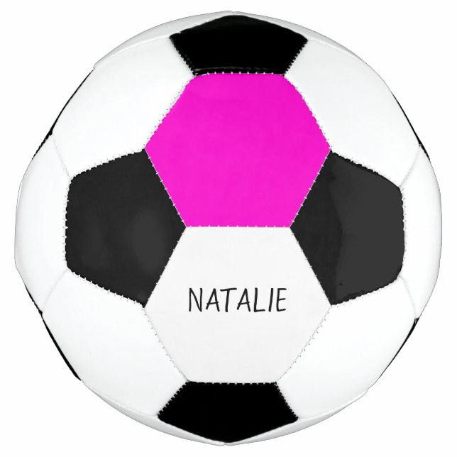Rosa farbiges Hexagon und Ihr Name Fußball (Vorderseite)