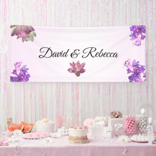 Rosa Farbverlauf-Blumen-Hochzeitsbanner Banner