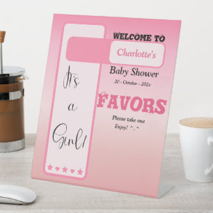 Rosa Farbverlauf Süße Augapfel-Baby-Party-Geschenk Sockelschild