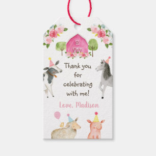 Rosa Farm Barnyj Geburtstag Geschenkanhänger