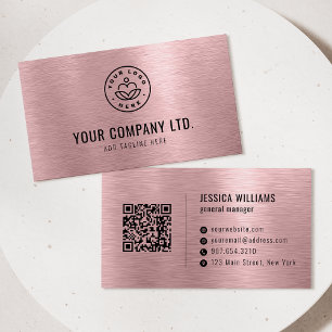 Rosa Faux gebürstetes Metall Professional QR Code Visitenkarte