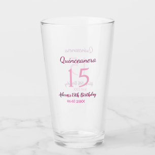 Rosa Fee 15. Geburtstag einfache moderne Quinceane Glas