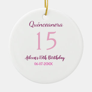Rosa Fee 15. Geburtstag einfache moderne Quinceane Keramik Ornament