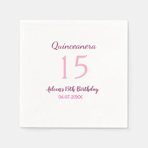 Rosa Fee 15. Geburtstag einfache moderne Quinceane Serviette