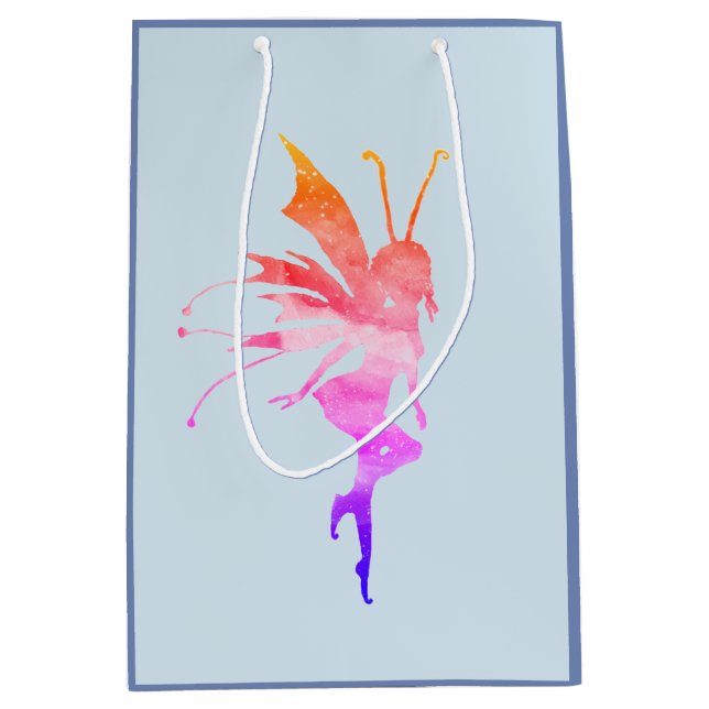 Rosa Fee Aquarellkunst Custom Gift Bagte Mittlere Geschenktüte (Vorderseite)