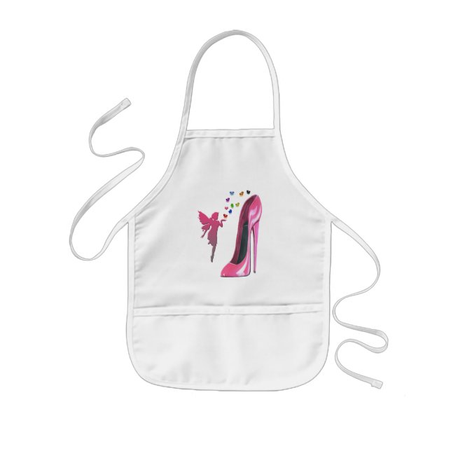 Rosa Fee-und Stilett-Schuh-Kunst Kinderschürze (Vorne)
