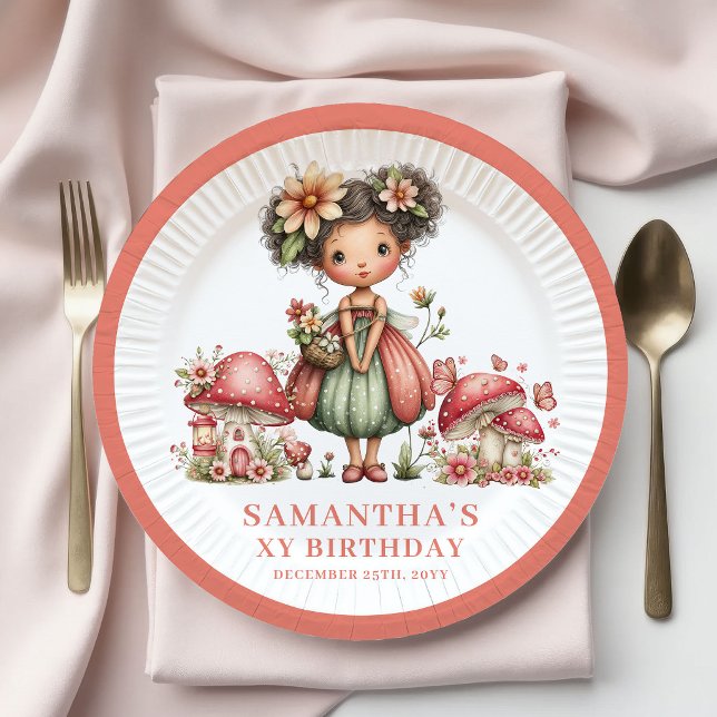 Rosa Feen 2. Geburtstag Röschenglanz Blumen Papier Pappteller (Pink Fairy 2nd Birthday Blush Flowers Paper Plates)