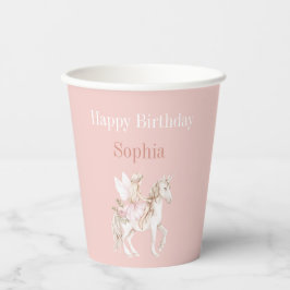 Rosa Feenflügel Kleid Einhorn Geburtstag Pappbecher