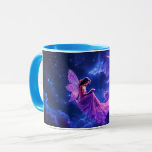 Rosa Feenflügel strahlende Sterne Kunst Tasse