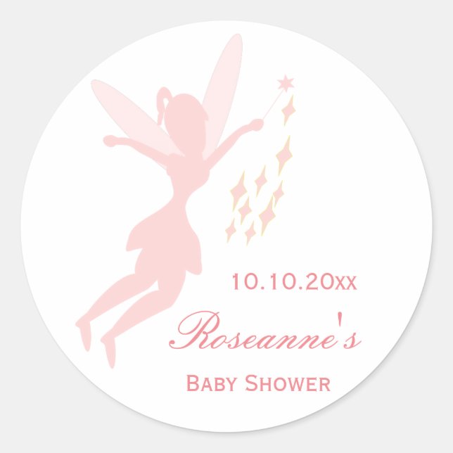 Rosa feenhafte Babyparty Runder Aufkleber (Vorderseite)