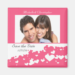 Rosa Feld des Herz-Save the Date Magneten Magnet