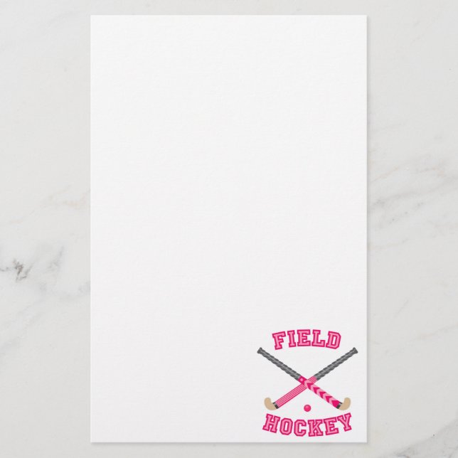 Rosa Feld-Hockey-Logo Briefpapier (Vorderseite)