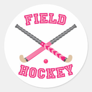 Rosa Feld-Hockey-Logo Runder Aufkleber