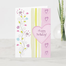 Rosa feminine florale Geburtstagskarte Karte