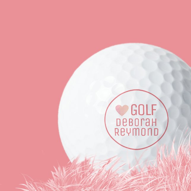 Rosa Feminine Golfer Name Circle Logo Golfball (Von Creator hochgeladen)
