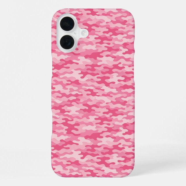 Rosa feminines Tarnmuster iPhone 16 Plus Hülle (Rückseite)