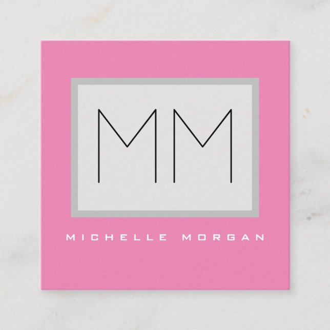 Rosa fett Monogramm Moderne Minimalistische Namens Begleitkarte (Vorderseite)