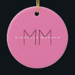 Rosa fett Monogramm Moderne Minimalistische Namens Keramik Ornament<br><div class="desc">Modernes Design Beruflich und einfach. Details zum Produkt können Sie leicht bearbeiten.</div>