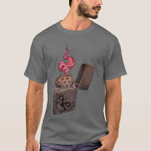 Rosa Feuer Clipper Feuerzeug Skelett Brustkrebs A T-Shirt