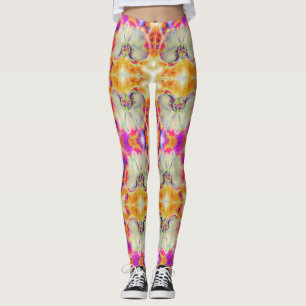 Rosa Feuer Orchid surrealfarbene Aquarellblume Leggings