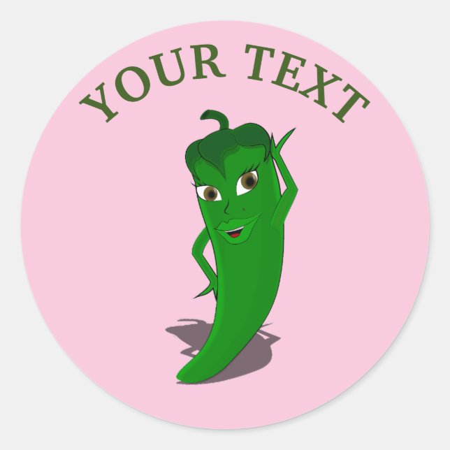 Rosa Fiesta Brautparty mit grünem Pfefferblatt Div Runder Aufkleber (Vorderseite)