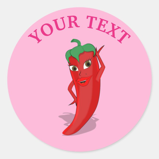 Rosa Fiesta Brautparty mit rotem, heißem Pfeffer D Runder Aufkleber (Vorderseite)