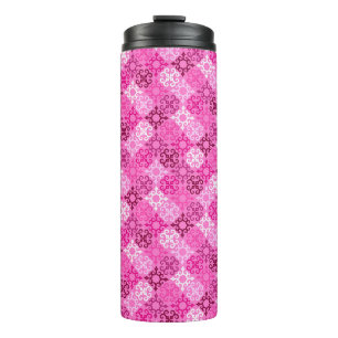 Rosa Filigran-Diamantmuster Thermosbecher