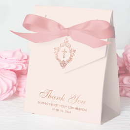 Rosa First Communion Girl Elegante Rose Wappen Geschenkschachtel