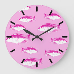 Rosa Fische Große Wanduhr