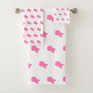 Rosa Fischiger Fisch Kinder Weiß Badhandtuch Set