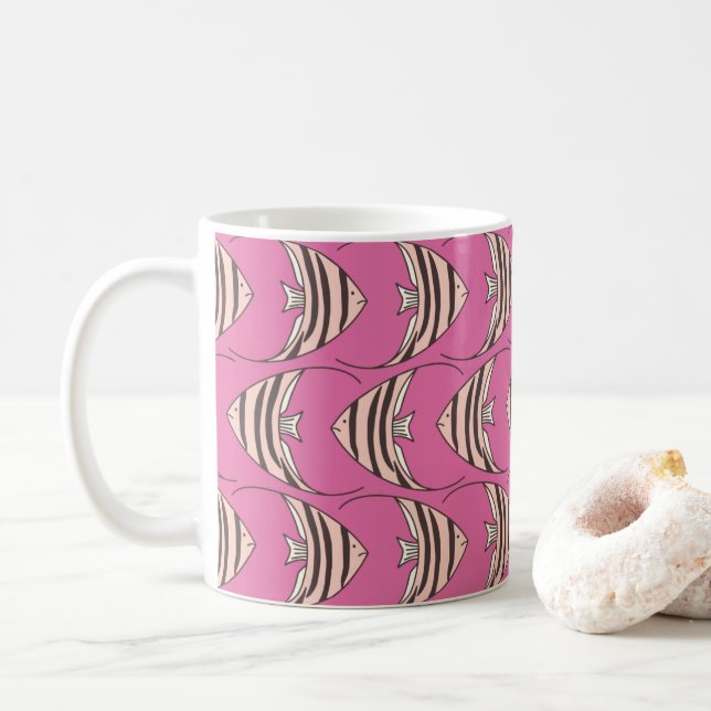 Rosa Fischmuster Kaffeetasse (Mit Donut)